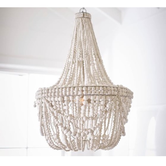 Pottery Barn Francesca Wood Bead Chandelier - Picture 5 of 7